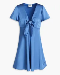 Claudie Pierlot Knotted crepe-satin mini dress - Blue Blue