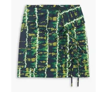 Hilaree tie-dyed stretch-cotton mini wrap skirt - Green