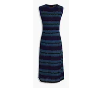 Metallic crochet-knit dress - Blue