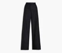 Pinstriped wool and mohair-blend twill wide-leg pants - Blue
