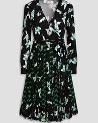 Diane von Furstenberg Etty printed jersey and georgette wrap dress - Black Black