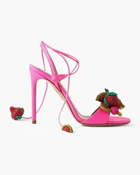 Aquazzura Strawberry Punch embellished raffia sandals - Pink Pink