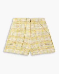 Lisa Marie Fernandez Tennis checked cotton-blend tweed shorts - Yellow Yellow