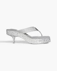 Alexander Wang Jessie glittered metallic canvas platform sandals - Metallic Metallic