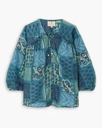 Hannah Odette printed silk-habotai blouse - Blue Blue