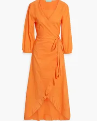 Melissa Odabash Linsay ruffled cotton-voile midi wrap dress - Orange Orange