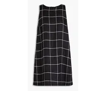 Checked linen mini dress - Black