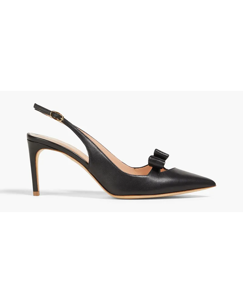 Rupert Sanderson Marina cutout bow-detailed leather slingback pumps - Black Black