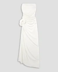 Magda Butrym Strapless appliquéd ruched stretch-jersey gown - White White