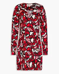 Diane von Furstenberg Reina printed silk and cotton-blend jersey mini dress - Red Red