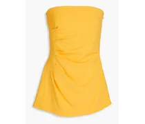 Strapless draped crepe top - Yellow