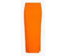 Cutout ribbed-knit maxi skirt - Orange
