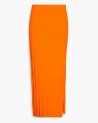 Frame Denim Cutout ribbed-knit maxi skirt - Orange Orange