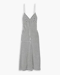 tibi Striped silk-crepe midi dress - Black Black