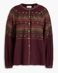 Antik Batik Luna embroidered cotton blouse - Burgundy Burgundy