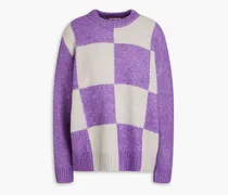 Cecilee checked intarsia-knit sweater - Purple