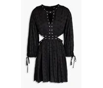 Cutout studded satin mini dress - Black