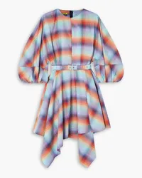 Marques ' Almeida Asymmetric checked cotton mini dress - Multicolor Multicolor