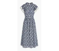 Josefine open-back ruffled floral-print ramie midi dress - Blue