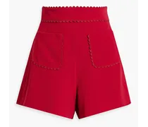 Picot-trimmed crepe shorts - Red