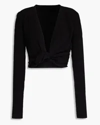 Jacquemus Noue twist-front bouclé-knit cotton-blend sweater - Black Black