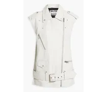 Edie belted leather vest - White