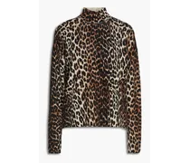 Leopard-print merino wool-blend turtleneck sweater - Animal print