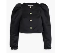 Cropped satin jacket - Black