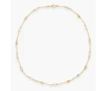 Gold-tone, faux pearl, stone and crystal necklace - Metallic