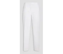Stretch-cotton grosgrain straight-leg pants - White