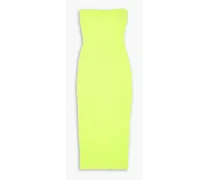 Callan strapless neon crepe midi dress - Yellow
