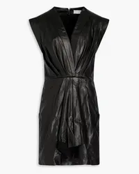 IRO Wrap-effect pleated leather mini dress - Black Black