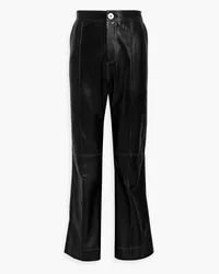 Ganni Leather flared pants - Black Black