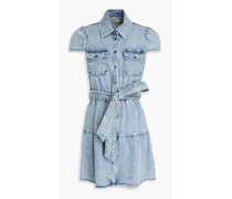 Alice Olivia - Rockstar gathered denim mini shirt dress - Blue