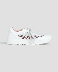 Gianvito Rossi Speedster leather and open-knit sneakers - White White