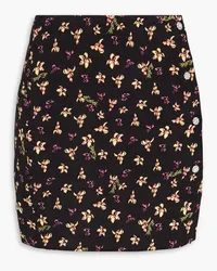 ROTATE Birger Christensen Button-detailed floral-print jacquard mini skirt - Black Black