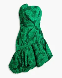 Marchesa Strapless draped cloqué mini dress - Green Green