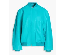 Pebbled-leather bomber jacket - Blue