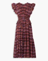 Ulla Johnson Bendetta ruffled printed silk-crepe midi dress - Brown Brown