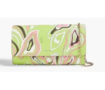 Printed leather clutch - Green