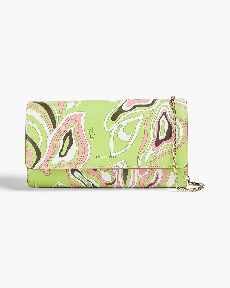 Emilio Pucci Printed leather clutch - Green Green