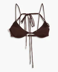 Jacquemus Barco bead-embellished underwired bikini top - Brown Brown