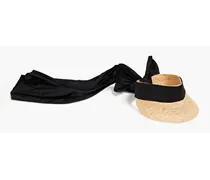 Silk-trimmed straw visor - Black