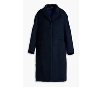 Reversible brushed-felt and quilted ripstop coat - Blue