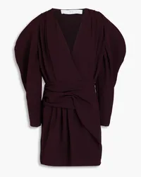 IRO Wrap-effect draped crepe mini dress - Burgundy Burgundy