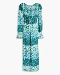 Baum und Pferdgarten Asayo printed color-block crepe midi dress - Green Green