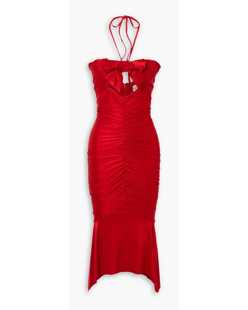 Alexandre Vauthier Twist-front stretch-satin halterneck midi dress - Red Red