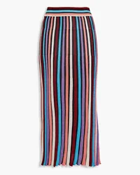 Moschino Metallic striped ribbed-knit midi skirt - Black Black