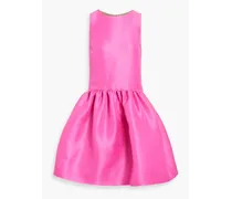 Gathered duchesse silk-satin mini dress - Pink