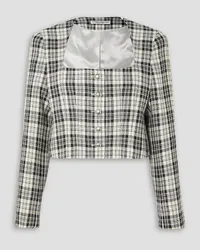 Alessandra Rich Cropped Prince of Wales checked wool jacket - White White